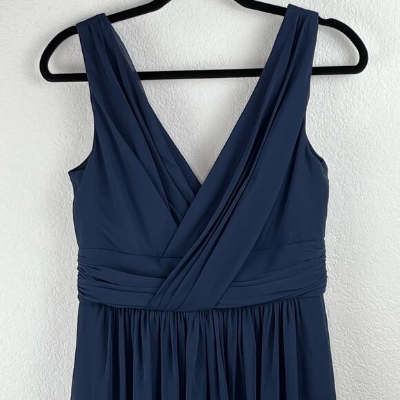 Dessy Collection Midnight Blue Sleeveless Draped Chiffon Maxi Dress 8/Small NWT - Picture 7 of 13